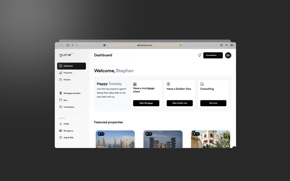 Pilot X Hub – Real Estate Agent Platform